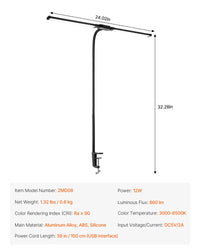 LED Desk Lamp with Clamp Double Head Desk Lamp with 360¡Ã Adjustable Gooseneck