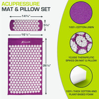 Acupressure Mat and Pillow Set for Back/Neck Pain Relief and Muscle Relaxation